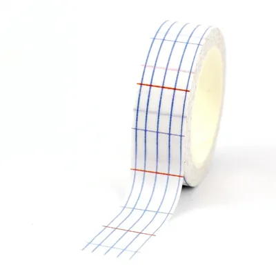 NEW 1PC. 10M Decorative Blue Grid Washi Tapes Japanese Paper Scrapbooking Journaling Adhesive