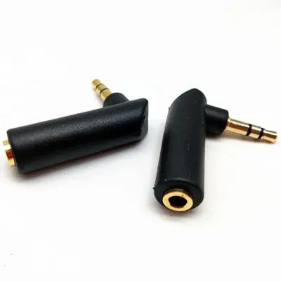 1Pc Male to Female Right Angle Adapter 3.5mm 3/4Pole Audio Stereo Plug L Shape Jack Adapter Connector Audio Conversion Plug