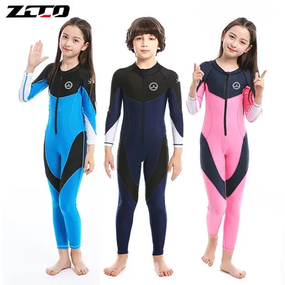 Children Scuba Nylon Water Sport WetSuits UV Protection Full Body Long Sleeve One Piece Snokeling