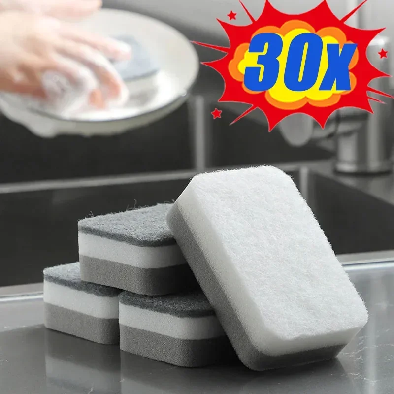 Magic Three Layers Cleaning Sponges Reusable Pan Pot Dishwashing Scouring Pads Household Kitchen Sponge Wipes Brush Clean Tools