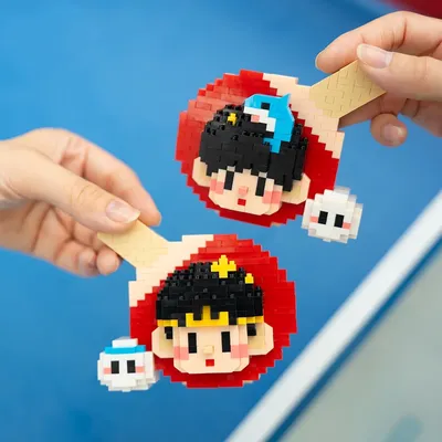 Creative DIY Cute Table Tennis Racket Building Block Model Tiny Particle Educational Assembly Toy