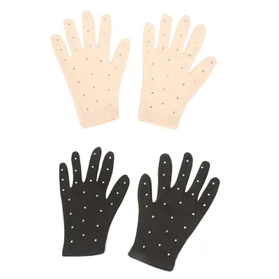 Shiny Figure Skating Wrist Gloves Breathable Mittens Windproof Crystal Gloves Fast Drying Adult