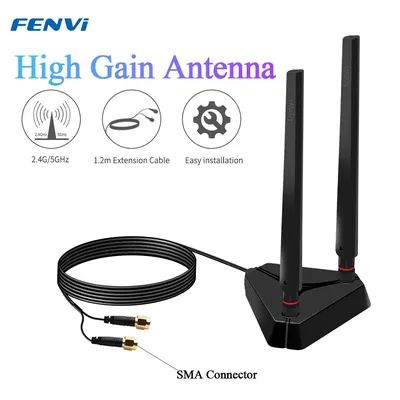 FENVI Extended Base Antenna High Gain Dual Band 2.4G/5Ghz For AX210 AX200 9260 WiFi Card Desktop
