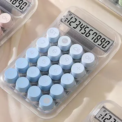 1PC Transparent Gradient Large Button Calculator Large Screen Electronic Calculator 10 Digit Student