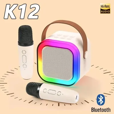 K12 karaoke machine with 1-2 wireless microphones portable 5.3 PA Bluetooth speaker system RGB