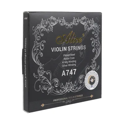 Alice A747 Violin Strings Set Plated Steel Nylon Core Al-Mg Silver Winding Violin Accessories Full