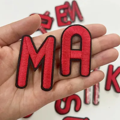 Red Letters Iron On Patch Applique Diy Alphabet Embroidered Patches For Clothing Bags Sewing Name