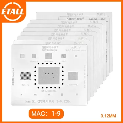 Amaoe Mac1-9 BGA Reballing Stencil For Mac M1 T2 MacBook Pro A2159 A1534 A1706 A1707 EN EM SSD DDR