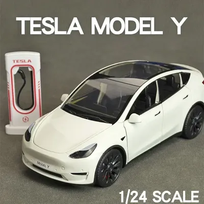 1:24 Tesla Model Y Model 3 Model S Metal Alloy Diecast Toy Car Model Sound And Light Children's Toy