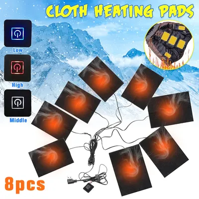 8 in 1 Heating Pad Electric USB Jackets Clothes Heating Pad Winter Sports Hiking Vest Heated Warmer