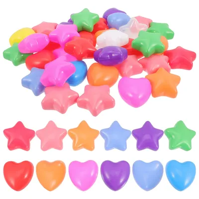 60pcs Ocean Balls Star and Heart Shaped Pool Balls Party Game Pits Balls Crush Proof Plastic Balls