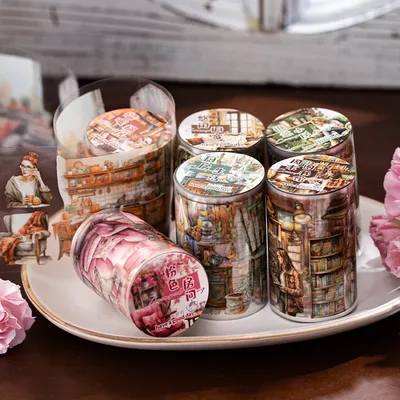 JIANQI 60mm*2m Transparent Material Tapes Corner of Life DIY Masking Tape Scrapbooking Sticker Label