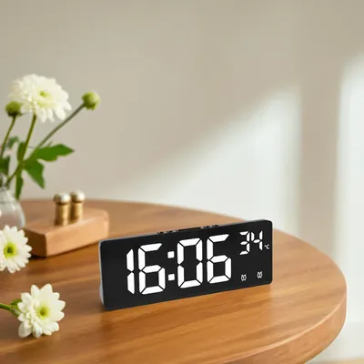 Digital Alarm Clock Travel Clock with Temperature Table Clock Large Display for Bedroom Office