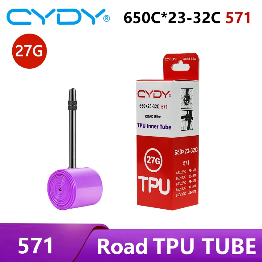 CYDY Road Bicycle TPU Inner Tube 650x23C 25C 26C 27C 28C 30C 32C Cycling Bike Tires 27g Camera tyre 650C pneu aro French Valve