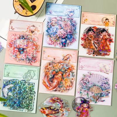 Mr. Paper 6Style 10Pcs/bag country style theme koi shell light stickers DIY handbook scrapbook phone
