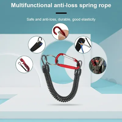 Fishing Lanyards 3pcs 22cm Retractable Coiled Tether with Carabiner TPU Boating Fishing Rope