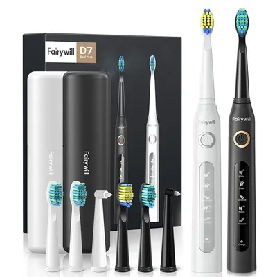 Fairywill Sonic Electric Toothbrush FW-D7 set USB Charge Toothbrushes case for Adult with tooth