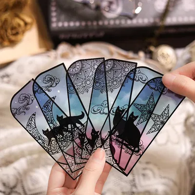 6 pcs/pack Shining Black Cat series Magnetic Bookmark Waterproof PET material for Pages Books