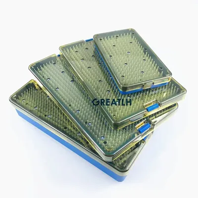 GREATLH Silicone Disinfection Case Box with Pad Sterilization Tray Case Box for Surgical Instrument
