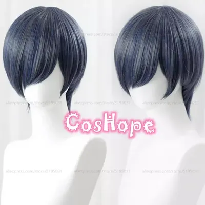 Ciel Phantomhive Cosplay Wig Men Short Grey Blue Wig Cosplay Anime Heat Resistant Synthetic Wig