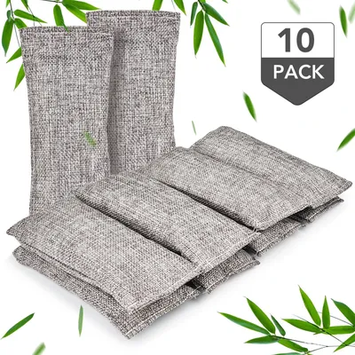 10pcs Natural Bamboo Charcoal Bags Air Purifying Activated Charcoal Odor Absorber Moisture Odor