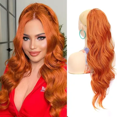 Ponytail Extension 24Inch Long Natural Wavy Drawstring Pony tail for Women Synthetic Heat Resistant