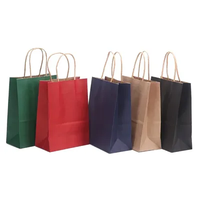 10pc Colorful Kraft Paper Gift Bag With Handles small gift storage birthday gift wedding gift paper