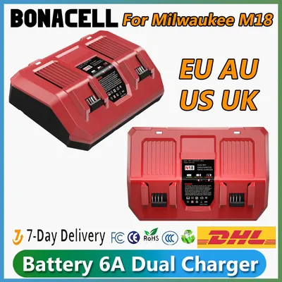 For Milwaukee M18 Battery Dual 6A Charger 18V For Milwaukee M18B5 XC Li-ion battery 48-11-1815