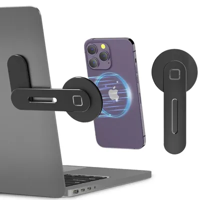 Magnetic Laptop Phone Holder Computer Monitor Side Cell Phone Slim& Foldable For iPhone 14/13/12