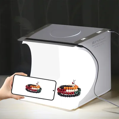 PULUZ 20cm Mini 2 LED Panels Folding Portable 1100LM Light Photo Lighting Studio Shooting Tent Box