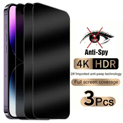 3PCS Full Cover Anti-Spy Screen Protector For iPhone 11 12 13 14 15 PRO MAX Privacy Glass For iPhone