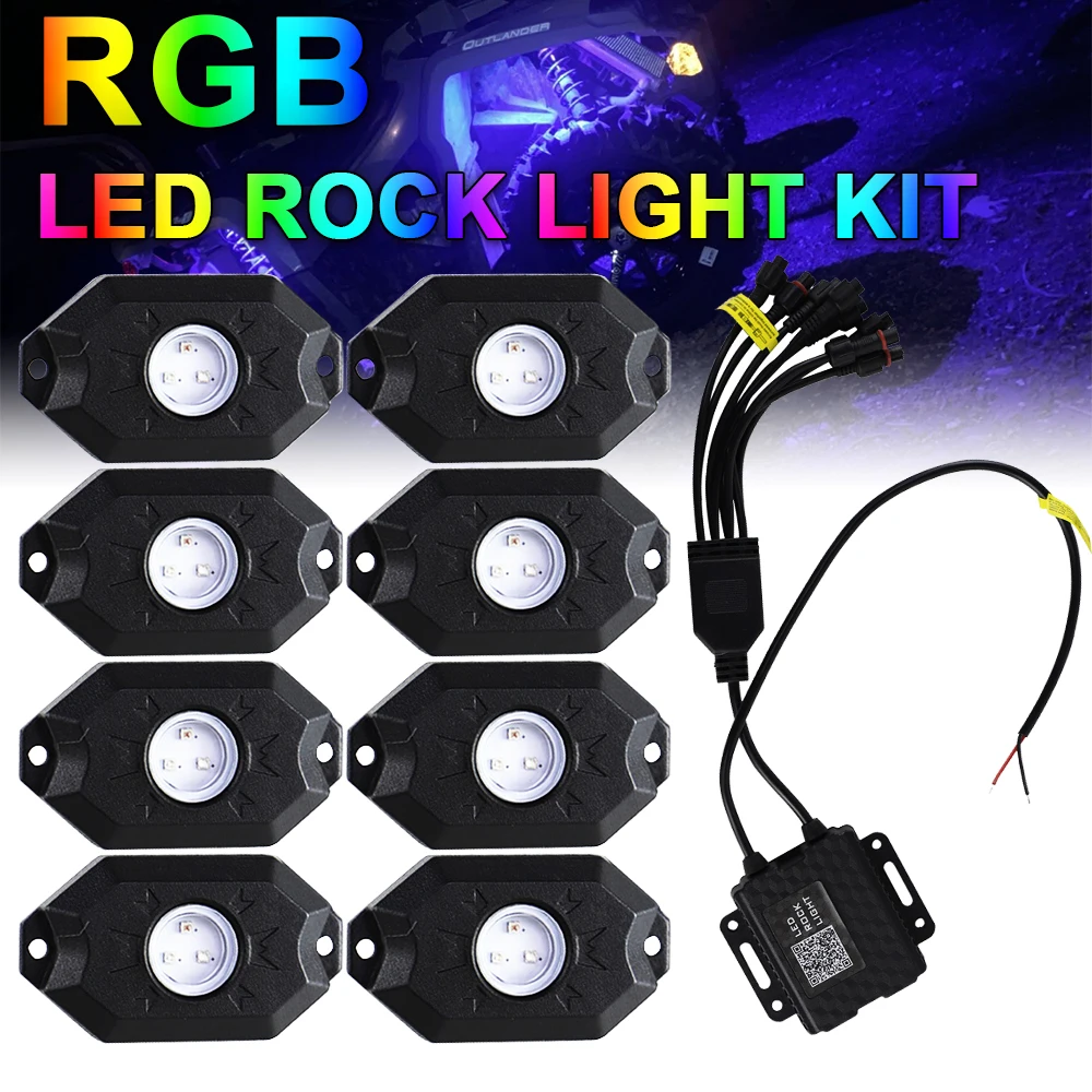RGB LED Rock Lights Timing Function Music Mode Multicolor Neon LED Light for ATV UTV Boat off-road Motorcycle
