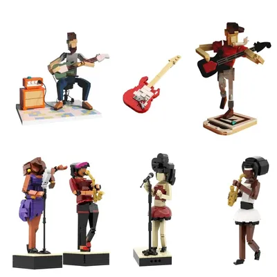 MOC Music Performance Jam Session Guitarist Building Blocks Model Lead Guitarist Bricks Amy