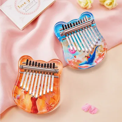 Mini 10 Keys Kalimba Thumb Piano Crystals Acrylic Kalimba Finger Piano Beginner Keyboard Instrument