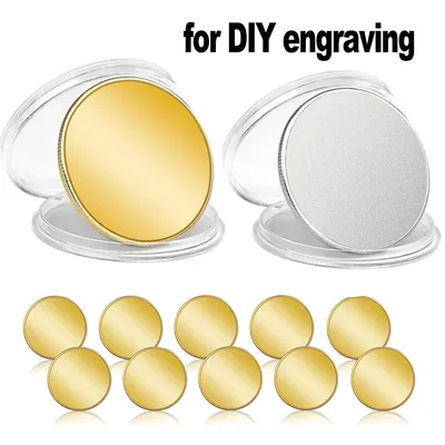 1/5/10/20Pcs Blank Challenge Coin/Engraving Blank Coins With Acrylic Protective Box 40mm Diameter for DIY Crafts Engraving Badge