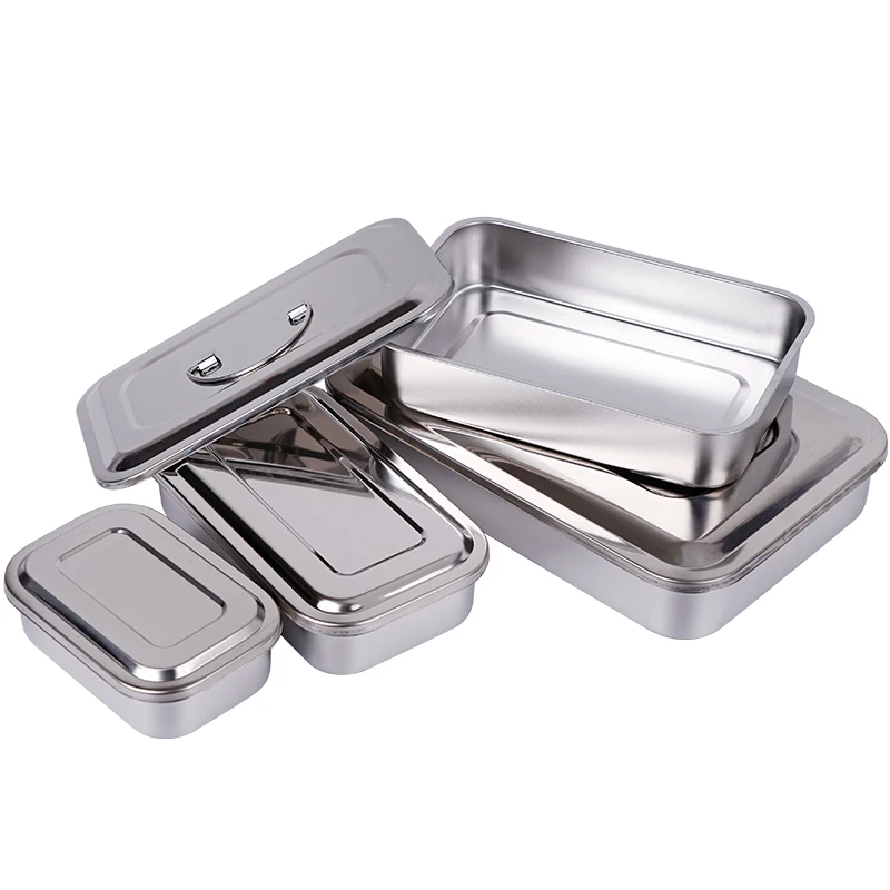 1pc Dental Disinfection Box With Lid Stainless Steel Surgical Equipments Tools Sterilizer Container Lab Instrument Tools Storage