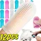 12/6pcs Clear Cover Silicone Finger Cots Pet Toothbrushes Puppy Oral Cleaning Small Brushes Cat Dog