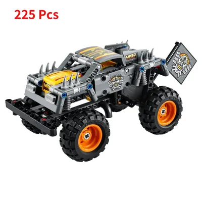 Technical Monster Jam Megalodon Building Blocks Set 2 in 1 Pull Back Racing Car Model Kids Toys