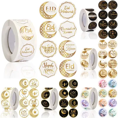 EID Mubarak Roll Stickers Ramadan Kareem Gifts Packaging Seal Stickers Islam Muslim Festival Party