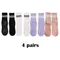 4 Pairs of Mid Tube Double Bar Striped Yoga Socks Anti Slip Dance Sports Breathable Socks Fitness