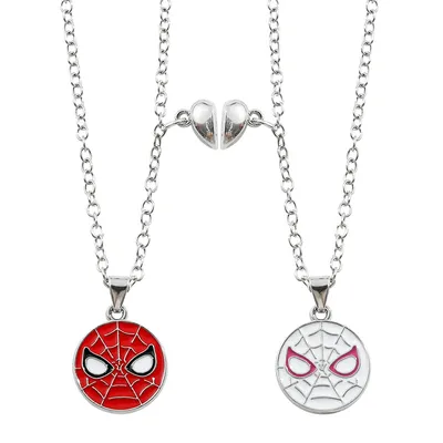 2pcs Marvel Superhero Spiderman Necklace for Best Friend Bff or Couple Necklace for Neck Accessories