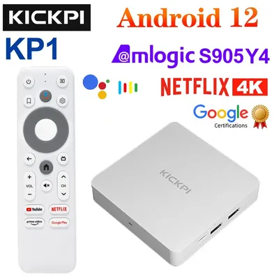 KICKPI KP1 Google Certified TV Box Android 12 Amlogic S905Y4 2GB 32GB Voice Support AV1 1080P H.265