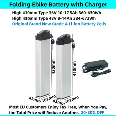 Folding Ebike Battery 48v 10Ah 10.4Ah 12Ah 13Ah 14Ah 36V 10Ah 12.5Ah 13Ah for XP 1.0 2.0 3.0 Ado