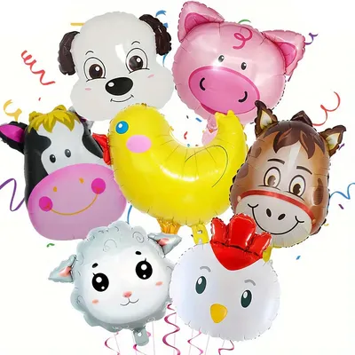 7pcs Farm Animal Balloons Birthday Decorations Includes Cow Donkey Sheep Pig Chicken Suitable for