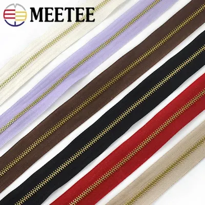 Meetee 2/5Yards 3# Metal Zipper Tape Bag Clothes Sewing Zippers Jacket Replace Continuous Zip Per