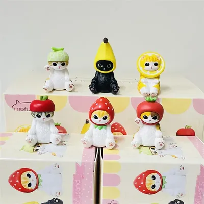 Mofusand Shark Cat Blind Box - Fruit Cat Figures Toy, Cute Ornaments Dolls, Collectible doll, Ideal