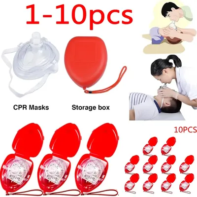 1-10pcs Professional First Aid CPR Breathing Mask Protect Rescuers Artificial Respiration Reuseable
