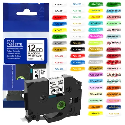TZe231 TZe131 TZe631 Laminated Ribbon 12mm Compatible for Brother Ptouch PTH110 PTD600 D200 PTP710BT