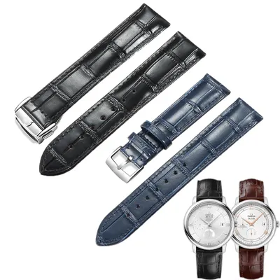 Leather strap for Omega SEAMASTER DE VILLE 424 men's watch strap folding clasp/pin clasp 19/20/21mm