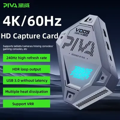 PIVA VD05 Video Capture Card for High Definition Game Live Streaming, 4K60HZ